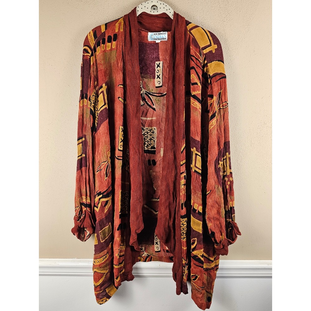 Southwest Indian Foundation Womens Abstract Geometric Duster Cardigan Medium